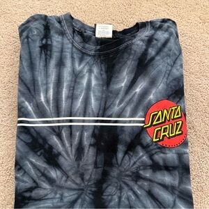 Santa Cruz Skateboards Black Tie-Dye Tee with Red Logo